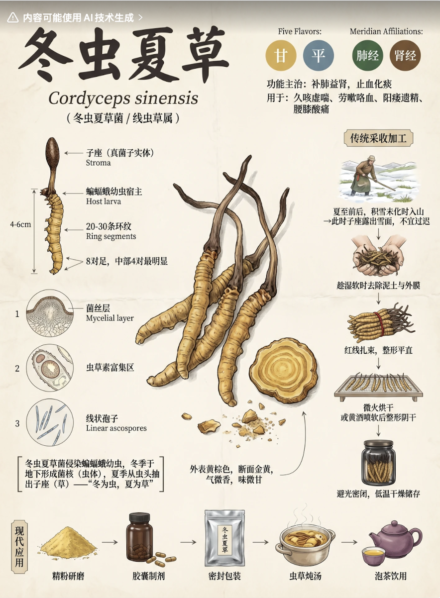 冬虫夏草中药信息图